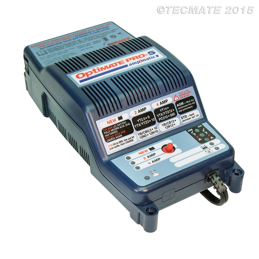 TecMate Optimate 4 diagnostic desulfating 12V battery charger and tester